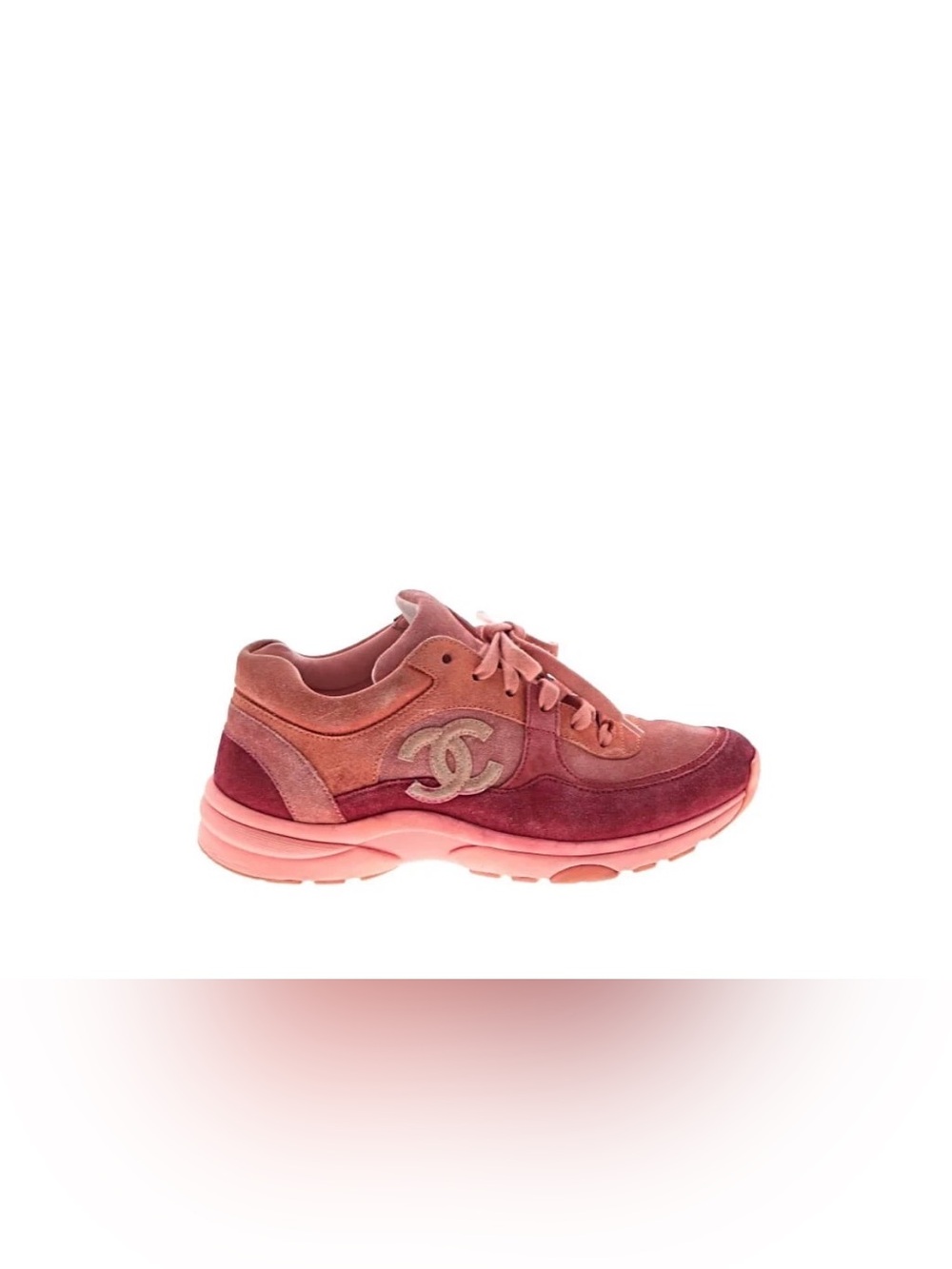 CHANEL Pink and Rose Suede Low-Top Sneakers